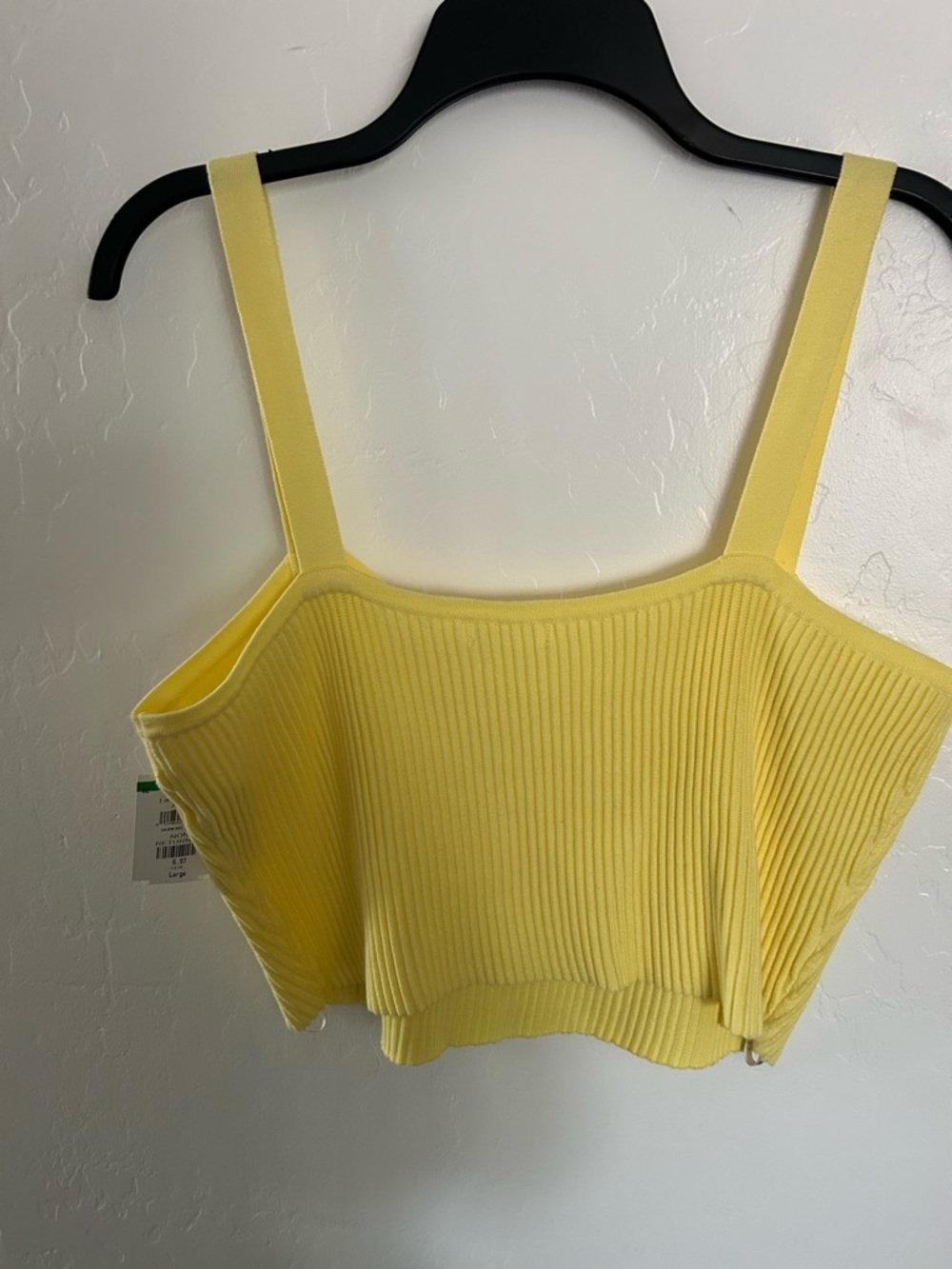 Avec Les Filles Yellow Ribbed  Crop Camisole Tank Top - Picture 3 of 5
